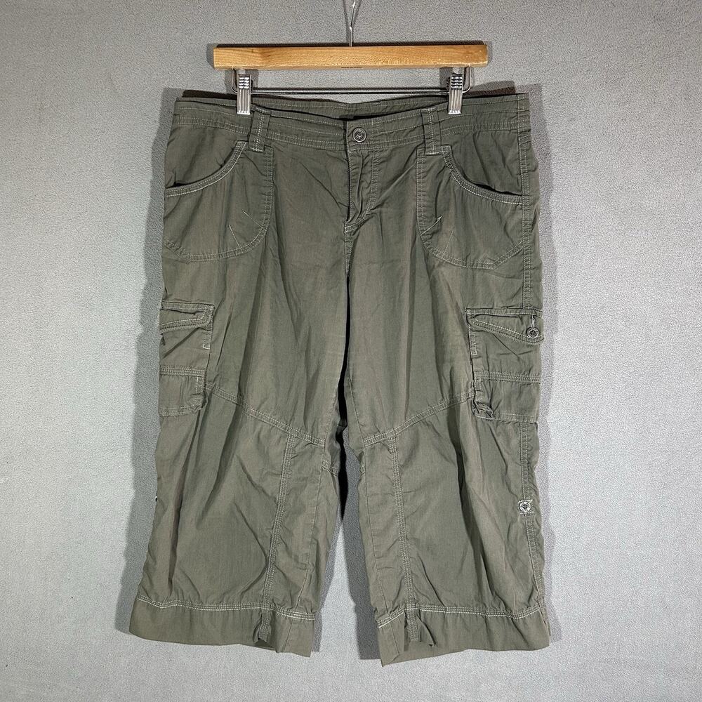 Kuhl Cargo Capri Pants Womens 14 Grey Stretch Lightweight Hiking Travel Casual